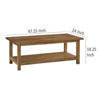 Ayne Coffee Table, 1 Shelf, Distressed Brown Wood Frame, 47 Inch -BM329190
