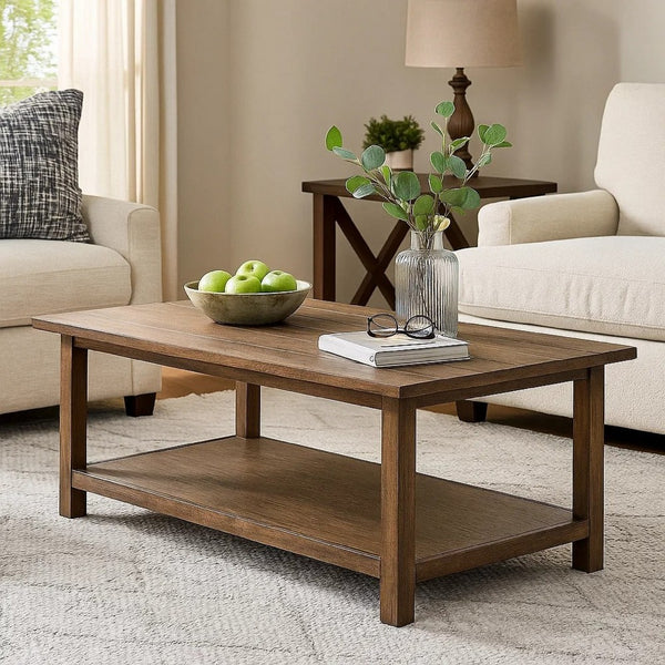 Ayne Coffee Table, 1 Shelf, Distressed Brown Wood Frame, 47 Inch -BM329190