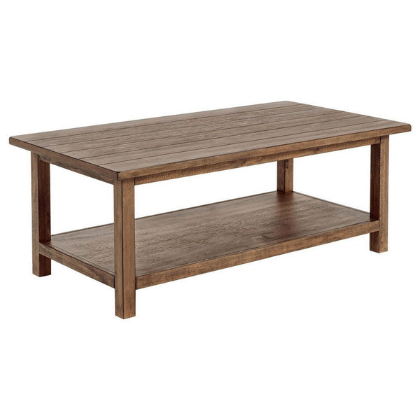 Ayne Coffee Table, 1 Shelf, Distressed Brown Wood Frame, 47 Inch -BM329190
