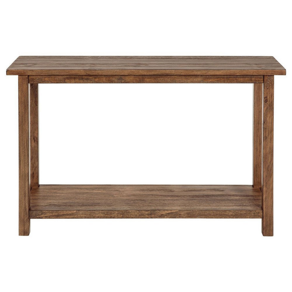 Ayne Console Table, 1 Shelf, Distressed Brown Wood Frame, 47 Inch -BM329191