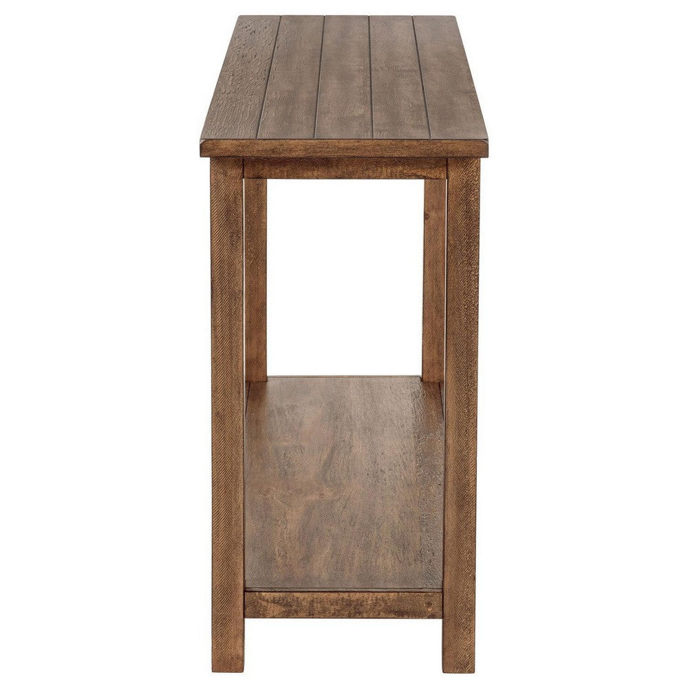 Ayne Console Table, 1 Shelf, Distressed Brown Wood Frame, 47 Inch -BM329191
