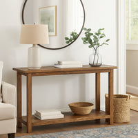 Ayne Console Table, 1 Shelf, Distressed Brown Wood Frame, 47 Inch -BM329191