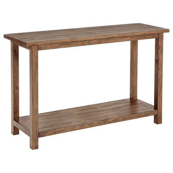 Ayne Console Table, 1 Shelf, Distressed Brown Wood Frame, 47 Inch -BM329191
