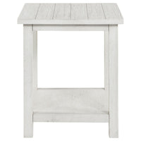 Ayne Side End Table, 1 Bottom Shelf, White Wood Frame, Square 20 Inch -BM329192