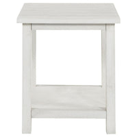 Ayne Side End Table, 1 Bottom Shelf, White Wood Frame, Square 20 Inch -BM329192