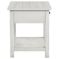Ayne Side End Table, 1 Drawer, Distressed White Wood, Square 20 Inch -BM329193