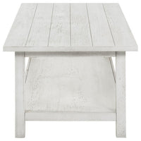 Ayne Coffee Table, 1 Bottom Shelf, Distressed White Wood, 47 Inch -BM329194