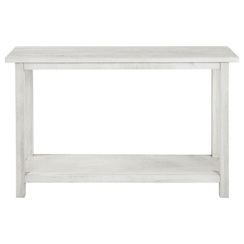 Ayne Console Table, 1 Bottom Shelf, Distressed White Wood, 47 Inch -BM329195