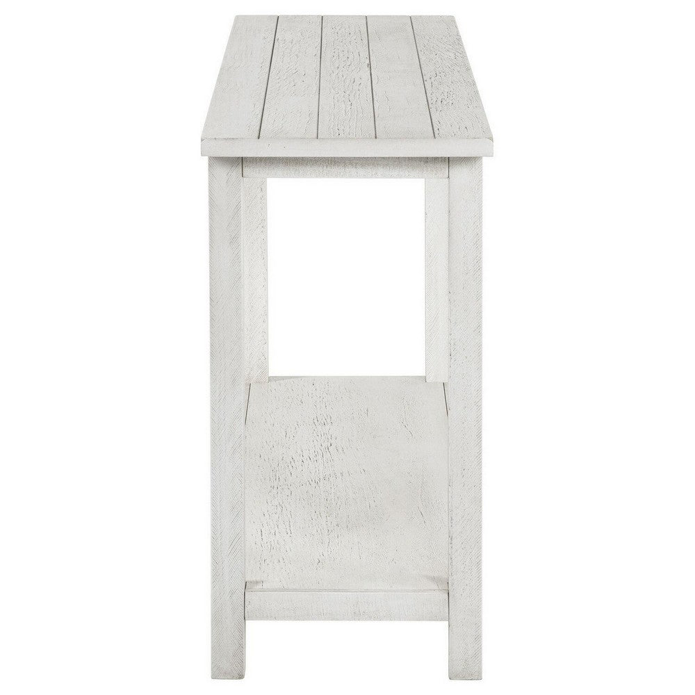 Ayne Console Table, 1 Bottom Shelf, Distressed White Wood, 47 Inch -BM329195