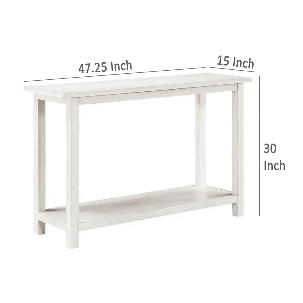 Ayne Console Table, 1 Bottom Shelf, Distressed White Wood, 47 Inch -BM329195