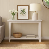 Ayne Console Table, 1 Bottom Shelf, Distressed White Wood, 47 Inch -BM329195