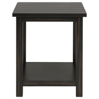 Ayne Side End Table, 1 Bottom Shelf, Black Wood Frame, Square 20 Inch -BM329196