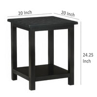 Ayne Side End Table, 1 Bottom Shelf, Black Wood Frame, Square 20 Inch -BM329196