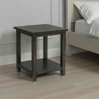 Ayne Side End Table, 1 Bottom Shelf, Black Wood Frame, Square 20 Inch -BM329196