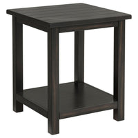 Ayne Side End Table, 1 Bottom Shelf, Black Wood Frame, Square 20 Inch -BM329196