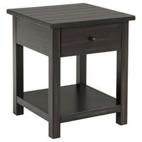 Ayne Side End Table, 1 Shelf, 1 Drawer, Black Wood, Square 20 Inch -BM329197