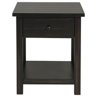 Ayne Side End Table, 1 Shelf, 1 Drawer, Black Wood, Square 20 Inch -BM329197