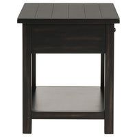 Ayne Side End Table, 1 Shelf, 1 Drawer, Black Wood, Square 20 Inch -BM329197