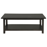 Ayne Coffee Table, 1 Bottom Shelf, Classic Black Wood Frame, 47 Inch -BM329198