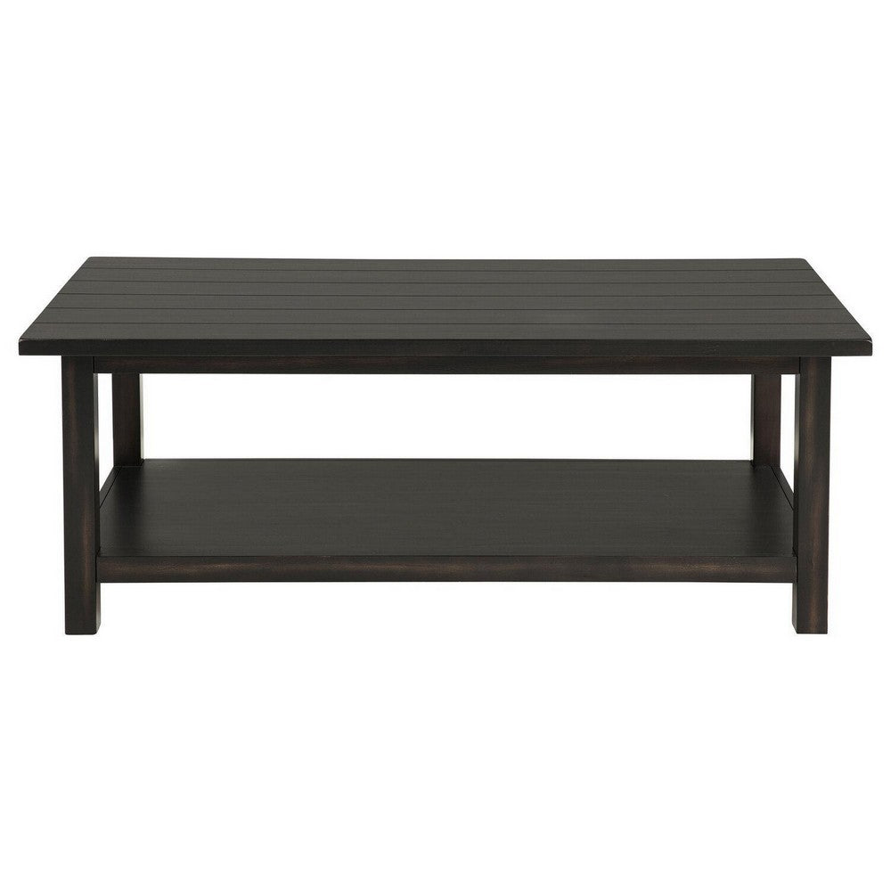 Ayne Coffee Table, 1 Bottom Shelf, Classic Black Wood Frame, 47 Inch -BM329198