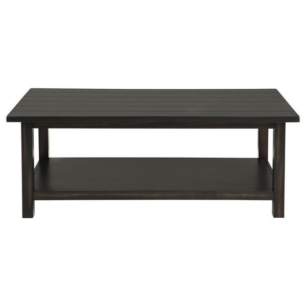 Ayne Coffee Table, 1 Bottom Shelf, Classic Black Wood Frame, 47 Inch -BM329198
