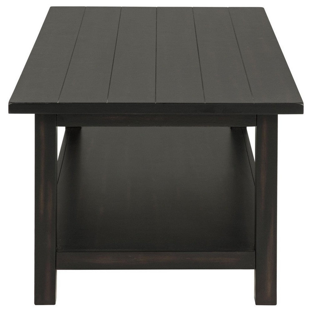 Ayne Coffee Table, 1 Bottom Shelf, Classic Black Wood Frame, 47 Inch -BM329198