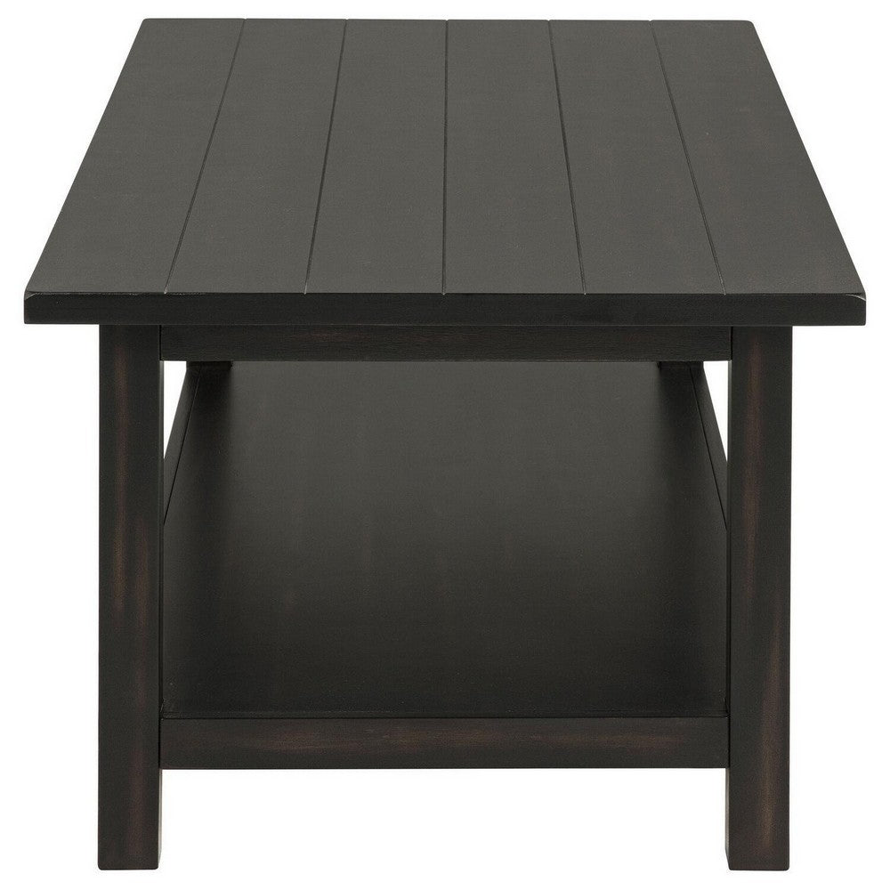 Ayne Coffee Table, 1 Bottom Shelf, Classic Black Wood Frame, 47 Inch -BM329198