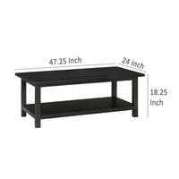Ayne Coffee Table, 1 Bottom Shelf, Classic Black Wood Frame, 47 Inch -BM329198