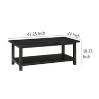 Ayne Coffee Table, 1 Bottom Shelf, Classic Black Wood Frame, 47 Inch -BM329198