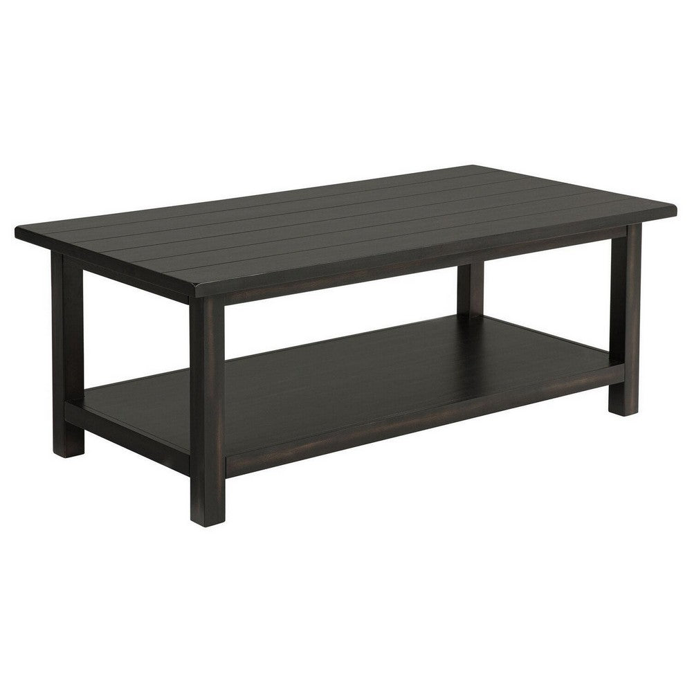 Ayne Coffee Table, 1 Bottom Shelf, Classic Black Wood Frame, 47 Inch -BM329198