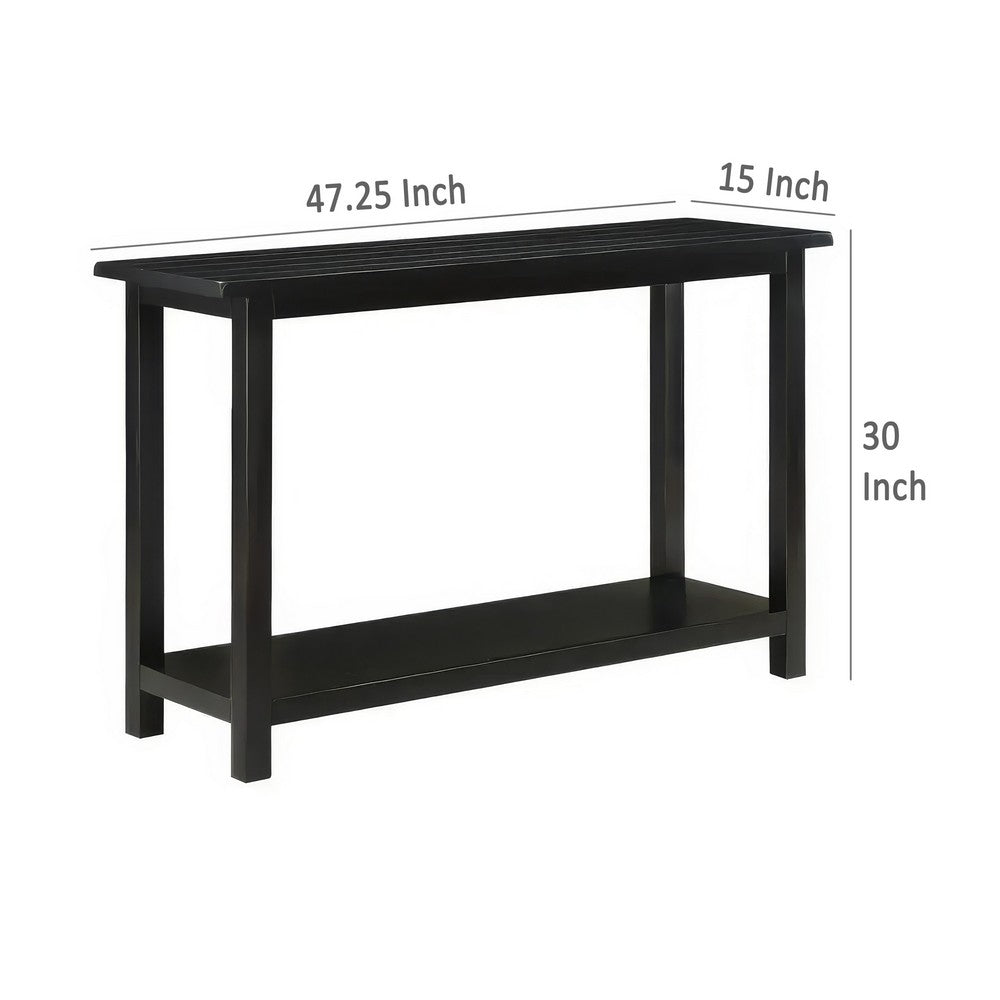 Ayne Console Table, 1 Bottom Shelf, Classic Black Wood Frame, 47 Inch -BM329199