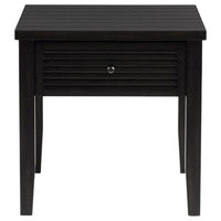Coni Side End Table, 1 Drawer, Classic Black Wood, Square 24 Inch -BM329200