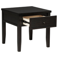 Coni Side End Table, 1 Drawer, Classic Black Wood, Square 24 Inch -BM329200