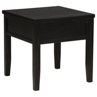 Coni Side End Table, 1 Drawer, Classic Black Wood, Square 24 Inch -BM329200