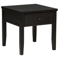 Coni Side End Table, 1 Drawer, Classic Black Wood, Square 24 Inch -BM329200