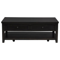 Coni Coffee Table, 2 Drawers, 1 Shelf, Black Wood Frame, 48 Inch -BM329201