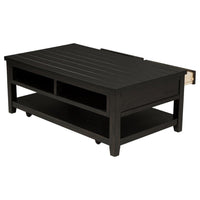 Coni Coffee Table, 2 Drawers, 1 Shelf, Black Wood Frame, 48 Inch -BM329201