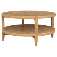 Camilia Coffee Table, 1 Shelf, Round Maple Brown Solid Wood, 36 Inch  -BM329202