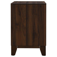 Yels Nightstand with 2 Drawers, Gold Metal Knobs, Walnut Brown  -BM329213