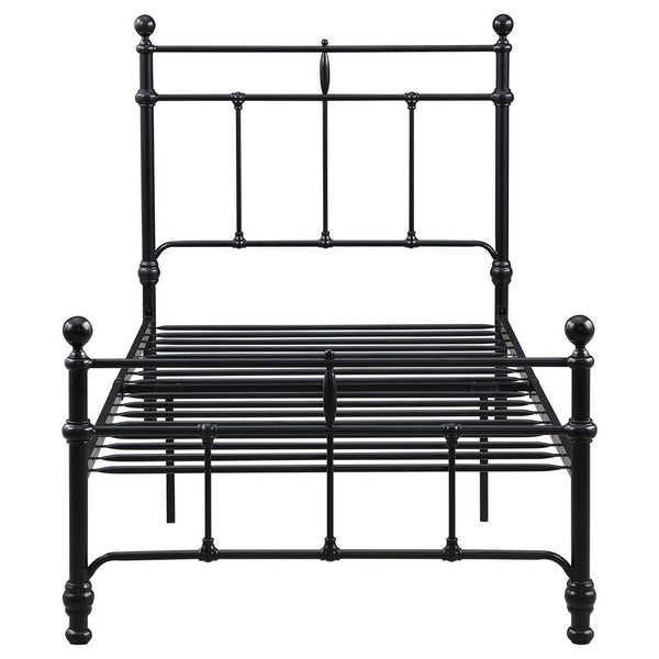 Nevy Twin Size Bed, Classic Intricate Detailed Black Metal Open Frame -BM329231