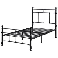 Nevy Twin Size Bed, Classic Intricate Detailed Black Metal Open Frame -BM329231