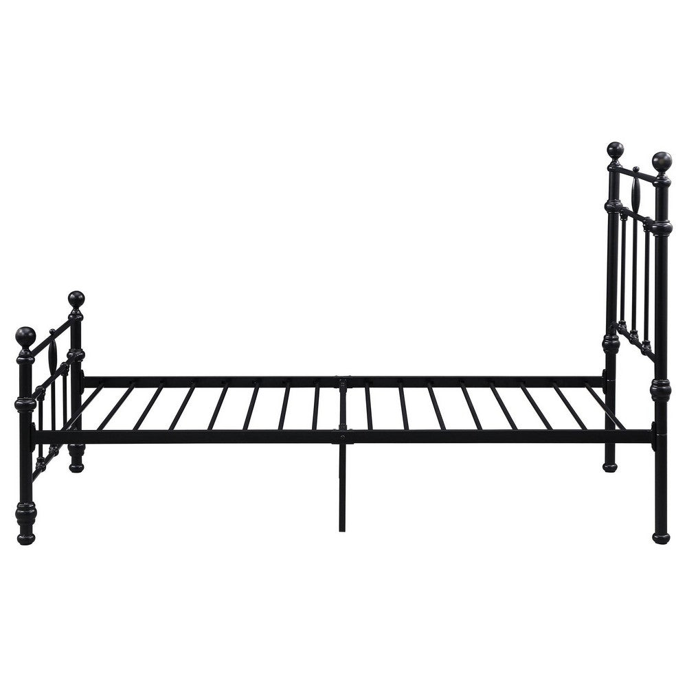 Nevy Twin Size Bed, Classic Intricate Detailed Black Metal Open Frame -BM329231