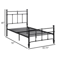Nevy Twin Size Bed, Classic Intricate Detailed Black Metal Open Frame -BM329231