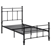 Nevy Twin Size Bed, Classic Intricate Detailed Black Metal Open Frame -BM329231