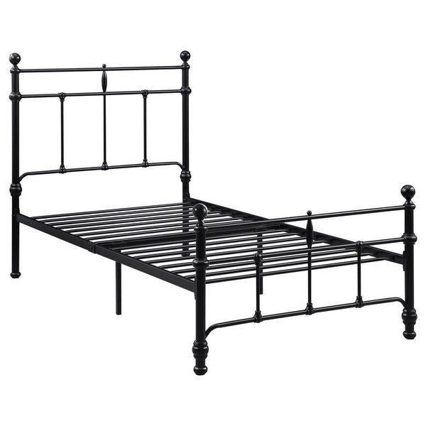 Nevy Twin Size Bed, Classic Intricate Detailed Black Metal Open Frame -BM329231