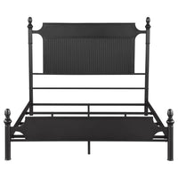 Dei King Size Bed, Classic Ribbed Panel Headboard, Black Metal Frame -BM329233