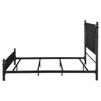 Dei King Size Bed, Classic Ribbed Panel Headboard, Black Metal Frame -BM329233