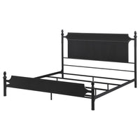 Dei King Size Bed, Classic Ribbed Panel Headboard, Black Metal Frame -BM329233