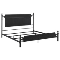 Dei King Size Bed, Classic Ribbed Panel Headboard, Black Metal Frame -BM329233
