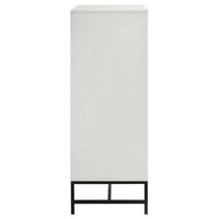 Noro Tall Dresser Chest, 4 Storage Drawers, Modern White, Black Metal -BM329236